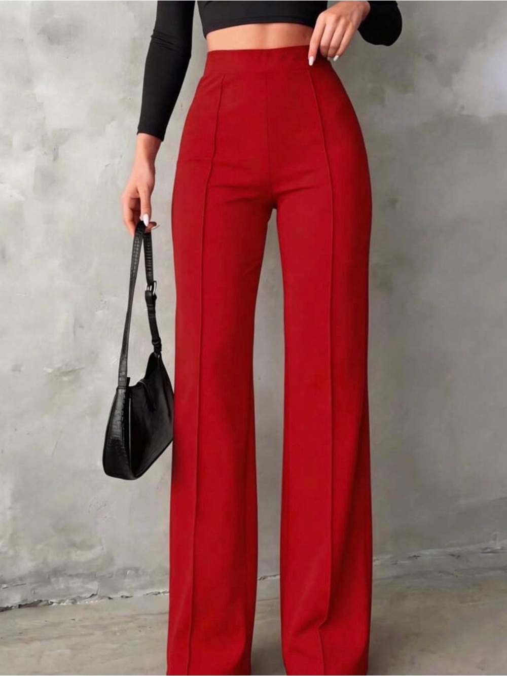 SHEIN SXY High-Waist Wide-Leg Pants in Red - NWT